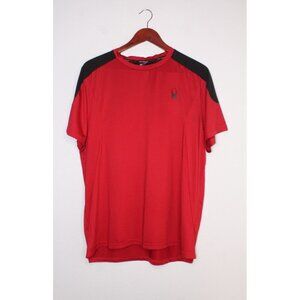 Spyder Active Athletic Shirt Men's L Black Red S.S. Preppy Sporty Casual Relaxed